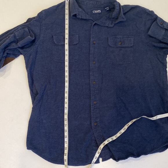 Chaps Blue Chambray Flannel Button Down Long Sleeve Men’s Shirt EUC Sz 2XLT - Picture 9 of 11